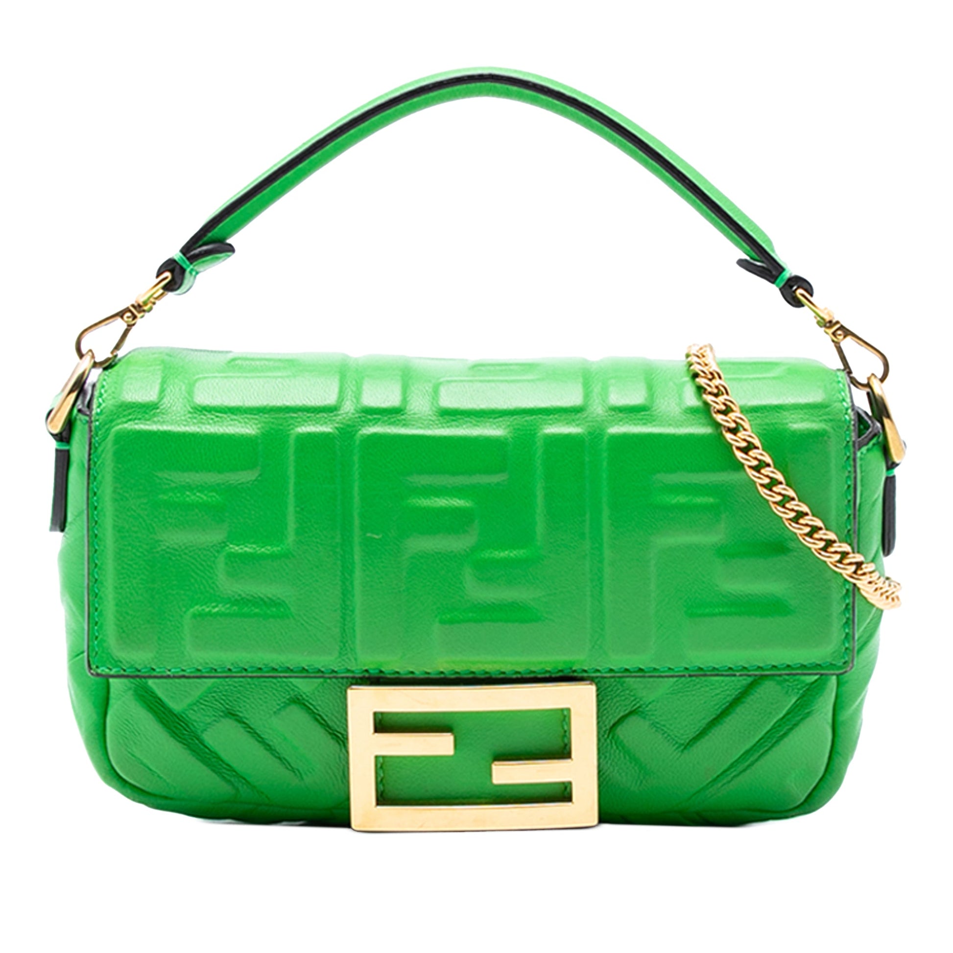 Fendi Mini Zucca Embossed Leather Baguette Satchel