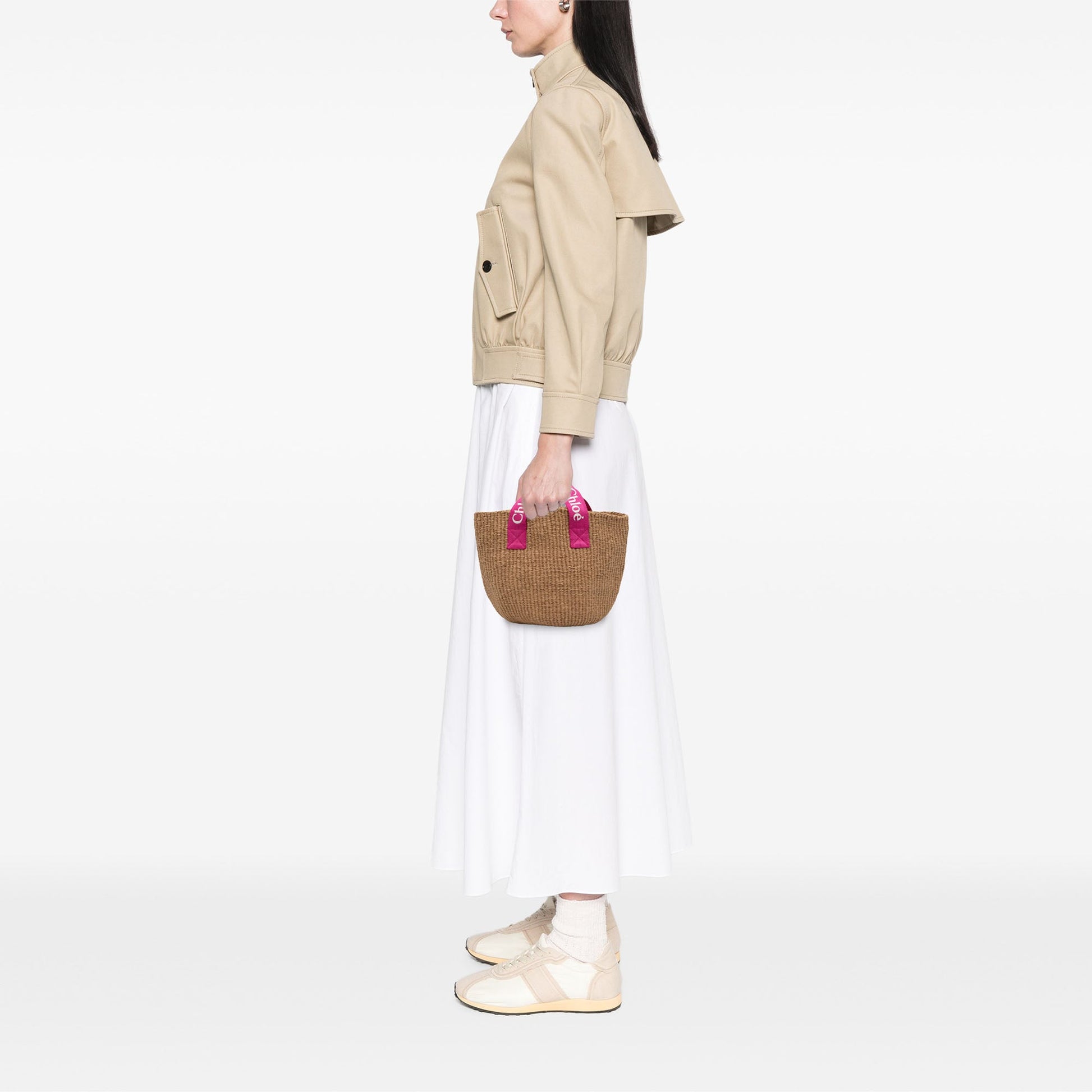 Chloé Mifuko Kids Natural Fiber Woody Basket Tote
