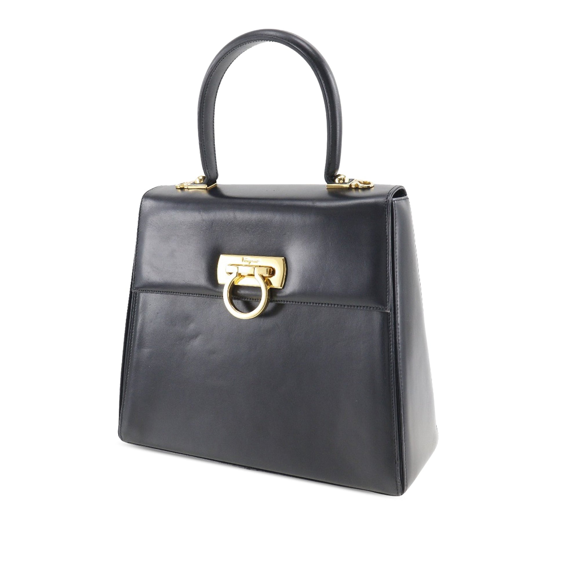 Ferragamo Small Leather Gancini Iconic Top Handle Bag