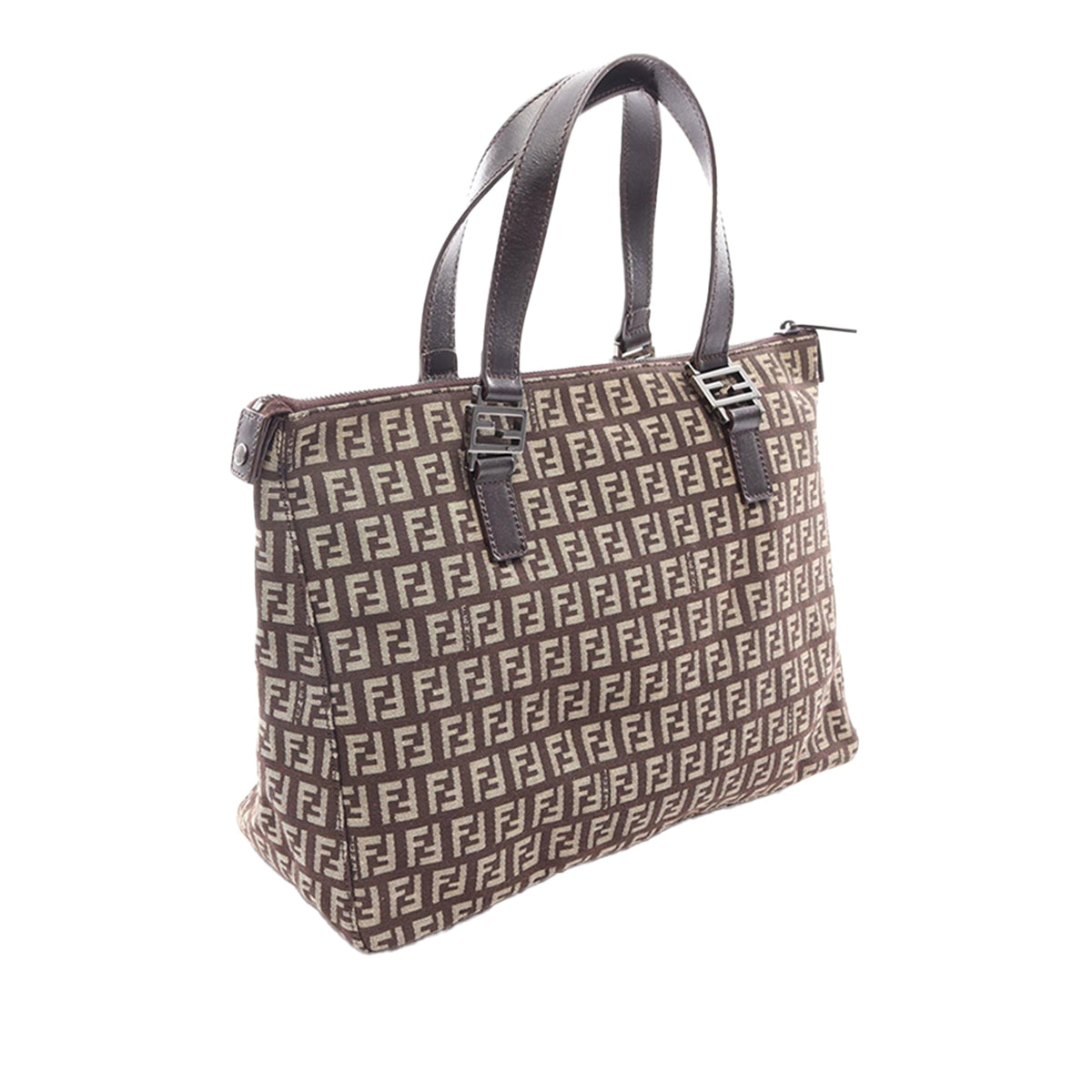 Fendi Zucchino Canvas Tote — Brown