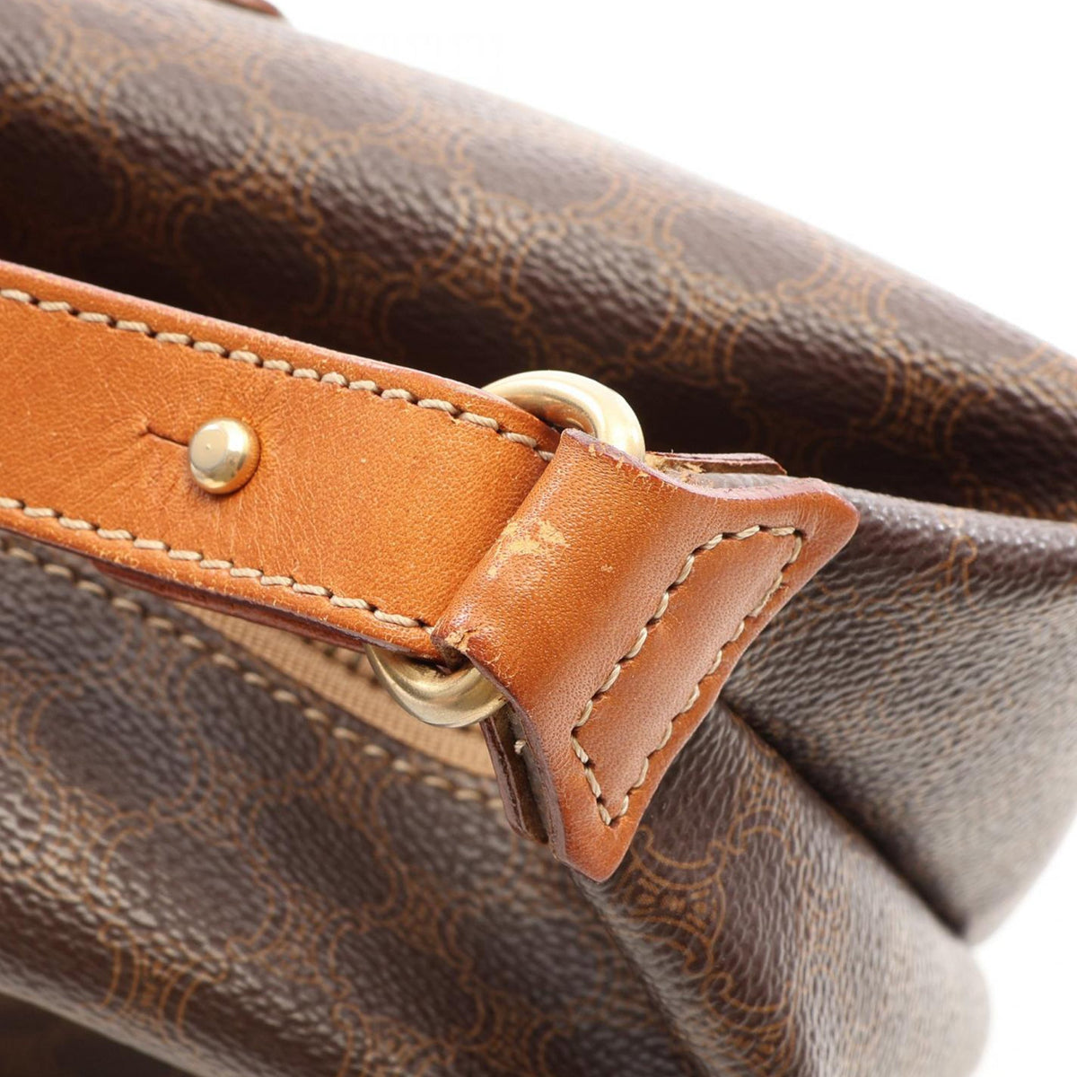 Celine Macadam Coated Canvas Handbag — Brown