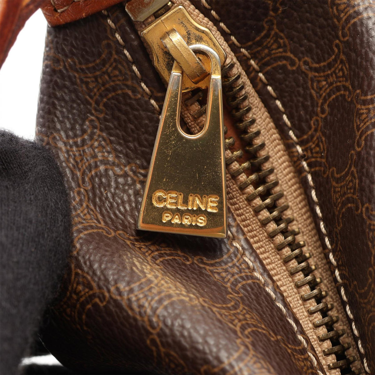 Celine Macadam Coated Canvas Handbag — Brown