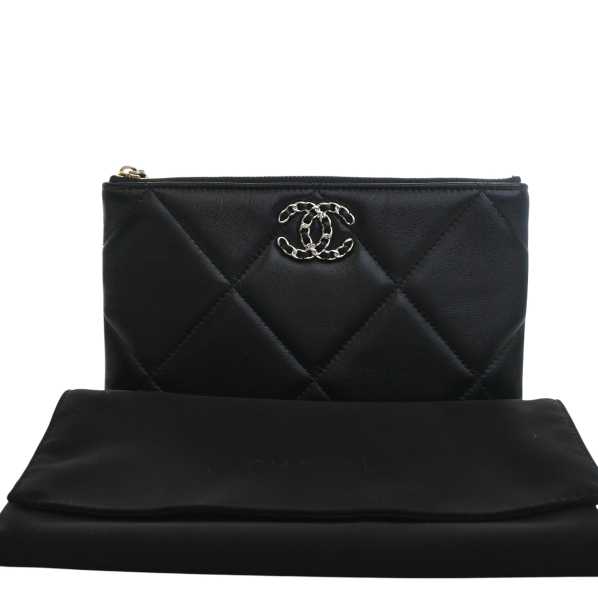 Chanel Small Lambskin 19 O Case Pouch — Black
