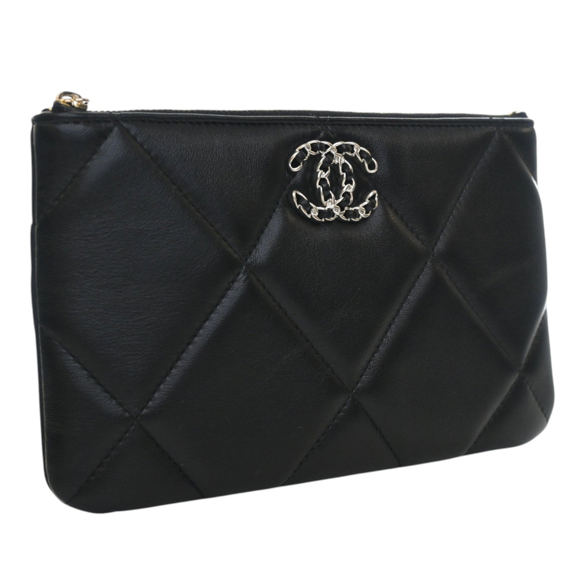 Chanel Small Lambskin 19 O Case Pouch — Black