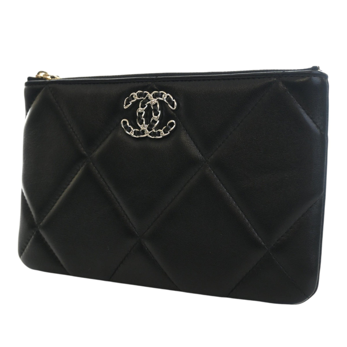 Chanel Small Lambskin 19 O Case Pouch — Black