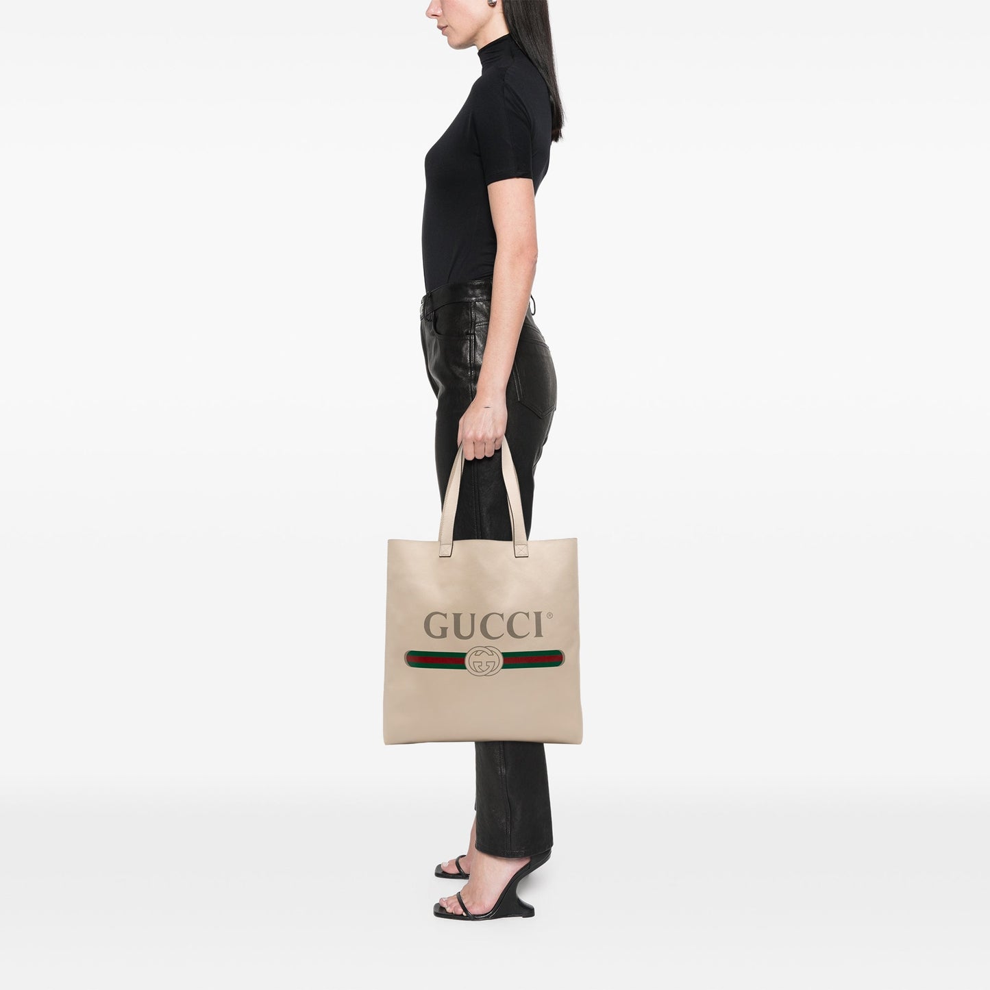 Gucci Calfskin Logo Tote
