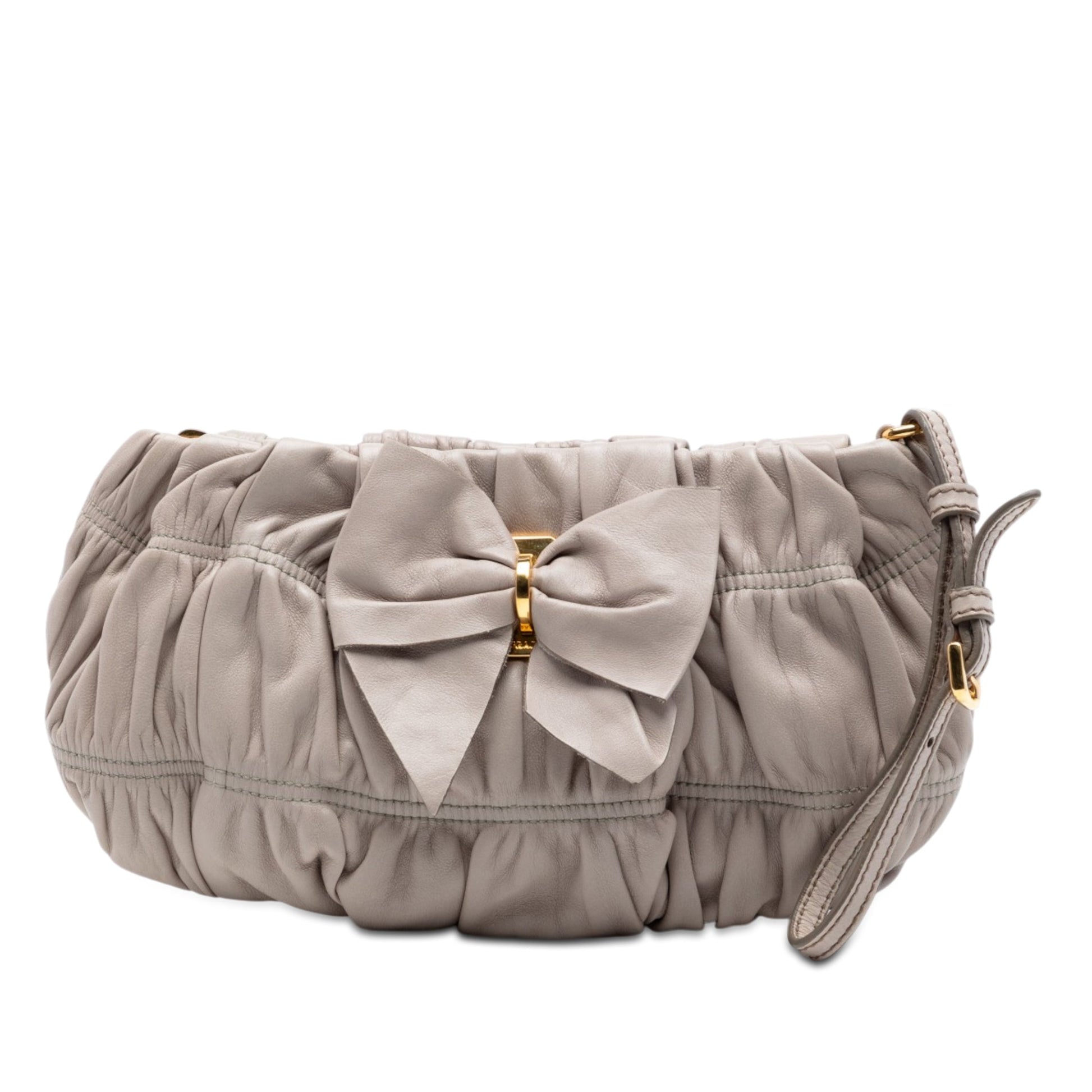 Prada Nappa Gaufre Bow Wristlet Clutch