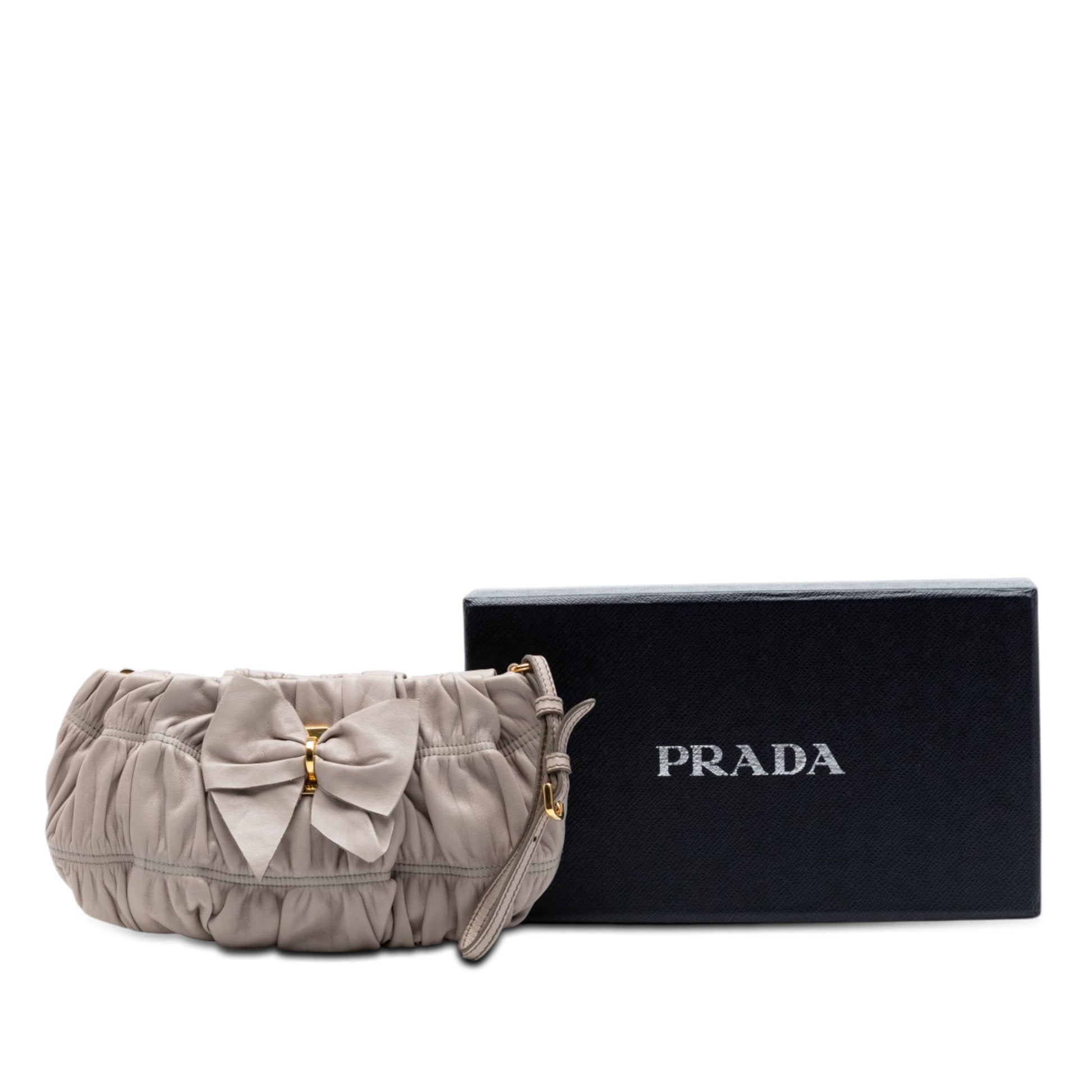 Prada Nappa Gaufre Bow Wristlet Clutch