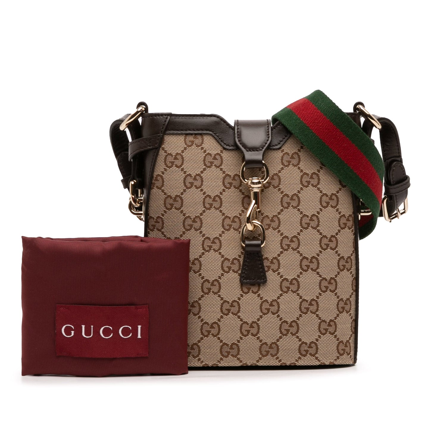 Gucci Mini GG Canvas Web Bucket Bag