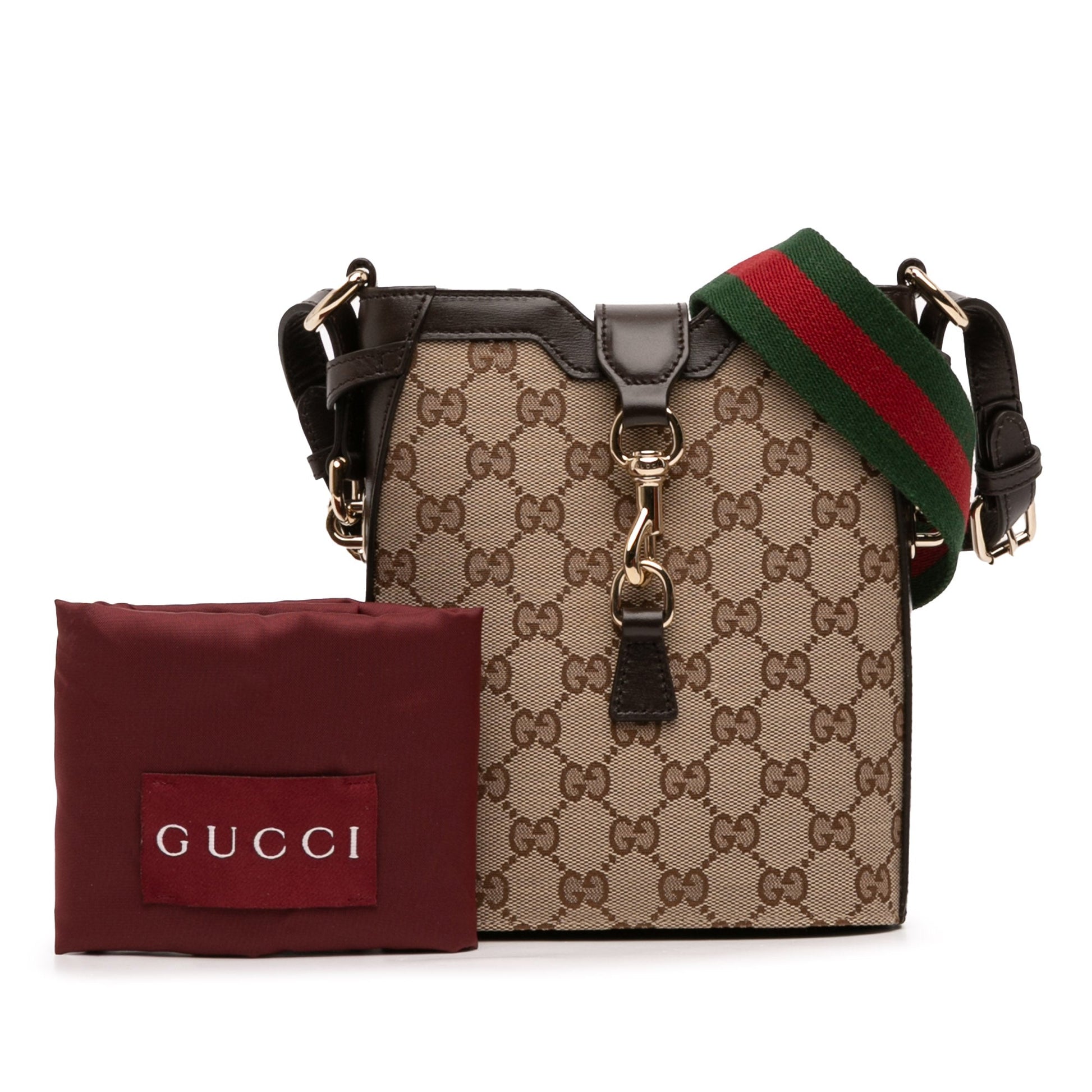 Gucci Mini GG Canvas Web Bucket Bag