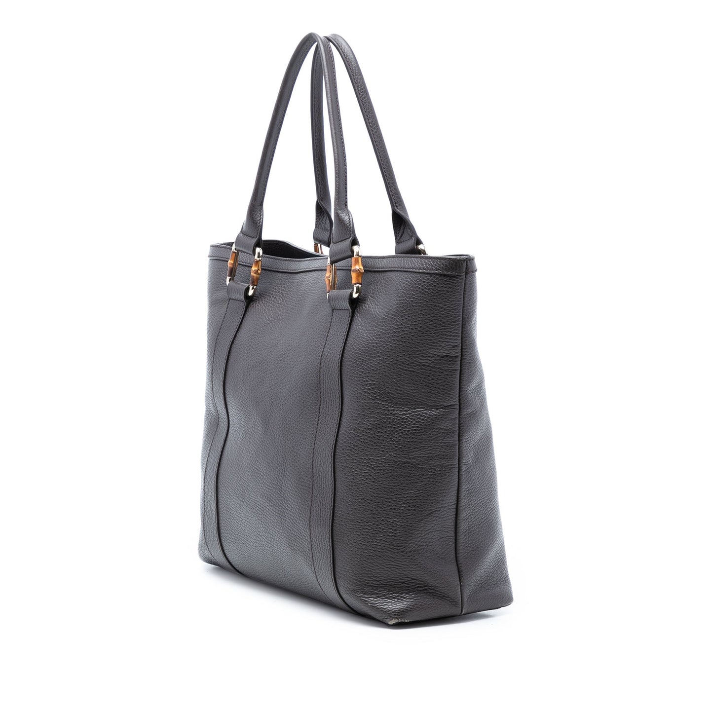Gucci Grained Calfskin Bamboo Shopper Tote