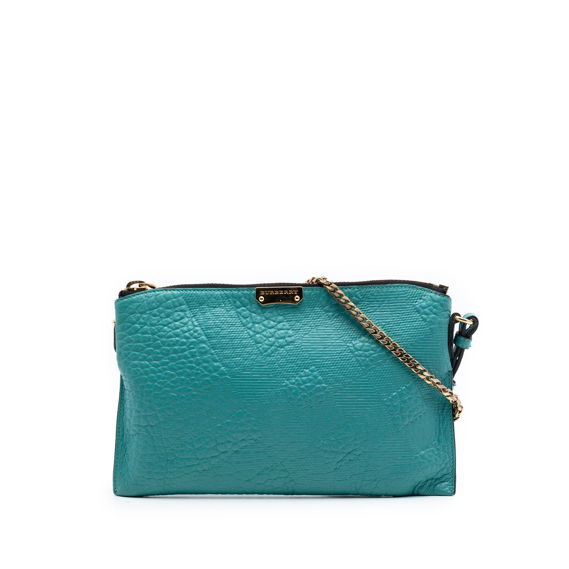 Burberry Grain Check Embossed Leather Peyton Crossbody