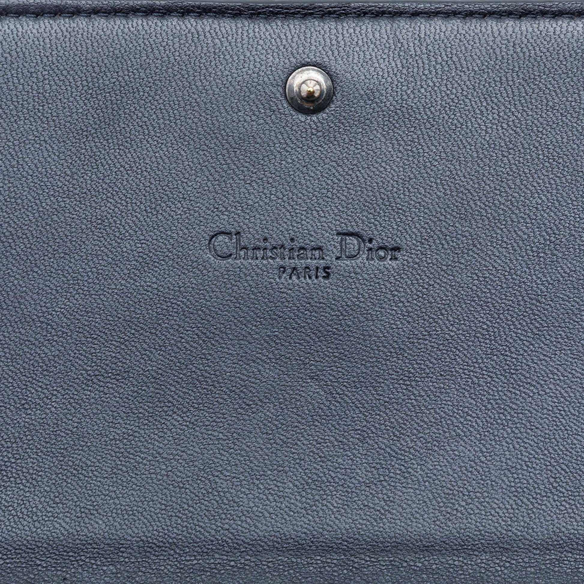 Dior Crinkled Lambskin Cannage Lady Dior Wallet On Chain