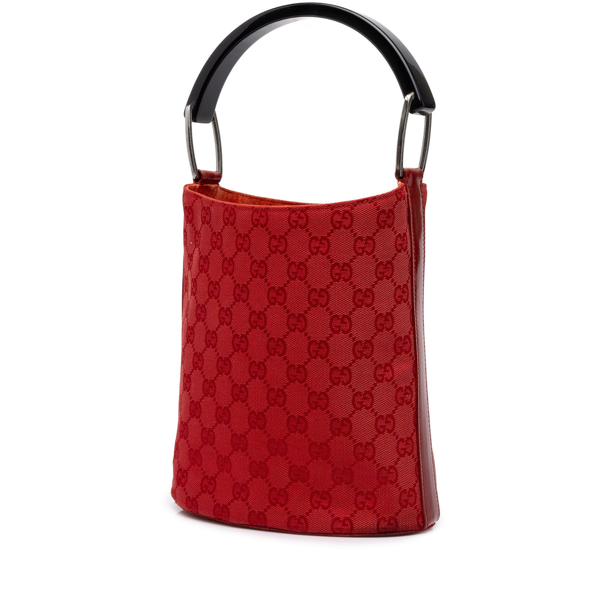 Gucci GG Canvas Top Handle Bucket Bag — Red