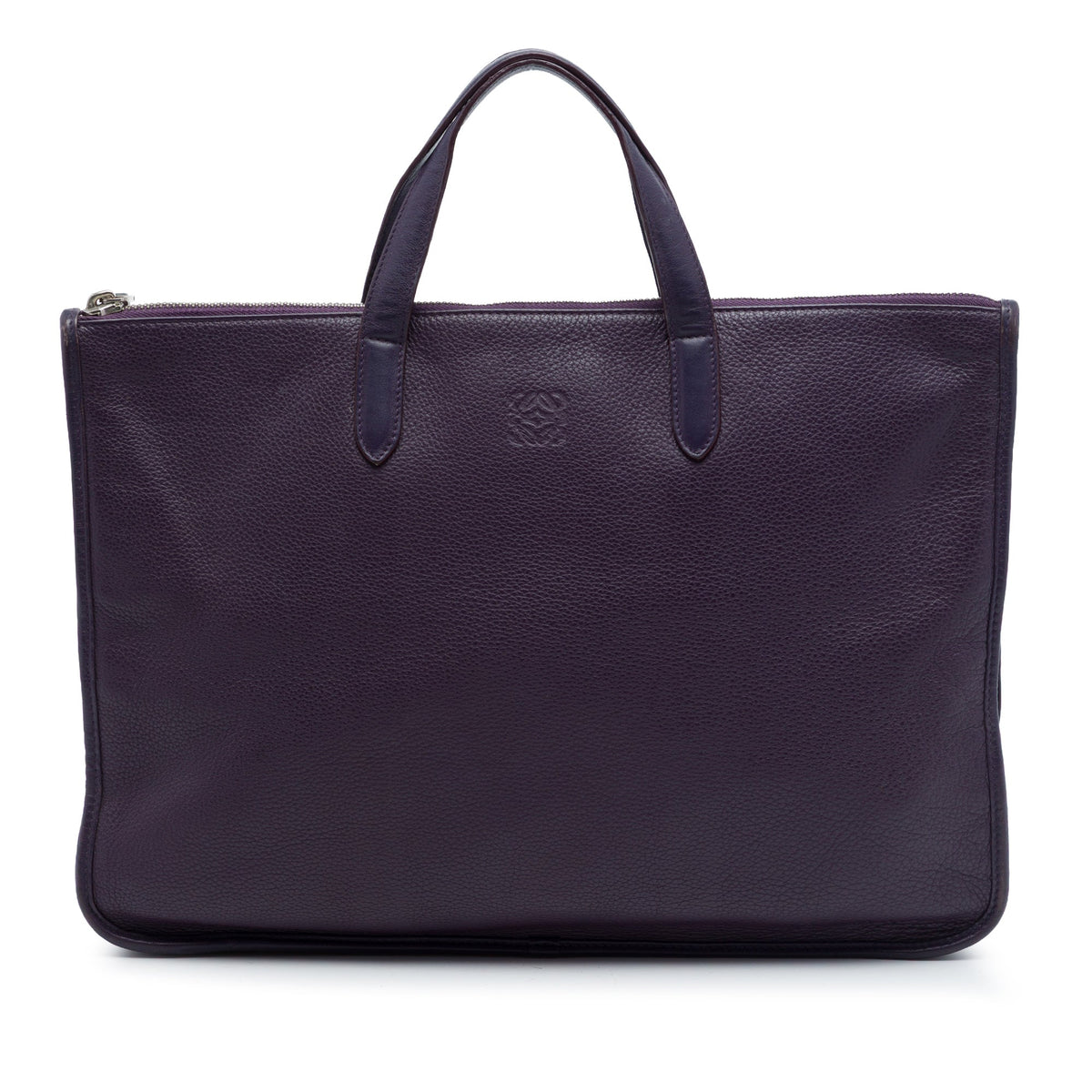 LOEWE Leather Anagram Toledo Briefcase — Purple