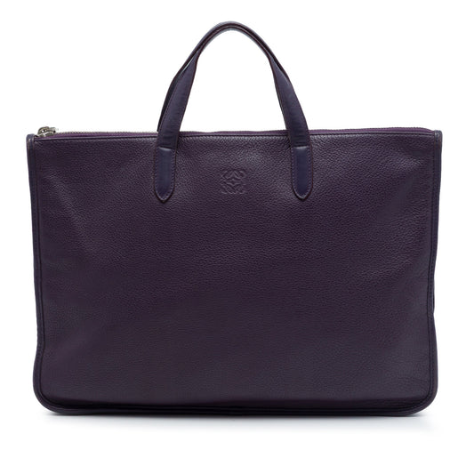 LOEWE Leather Anagram Toledo Briefcase — Purple