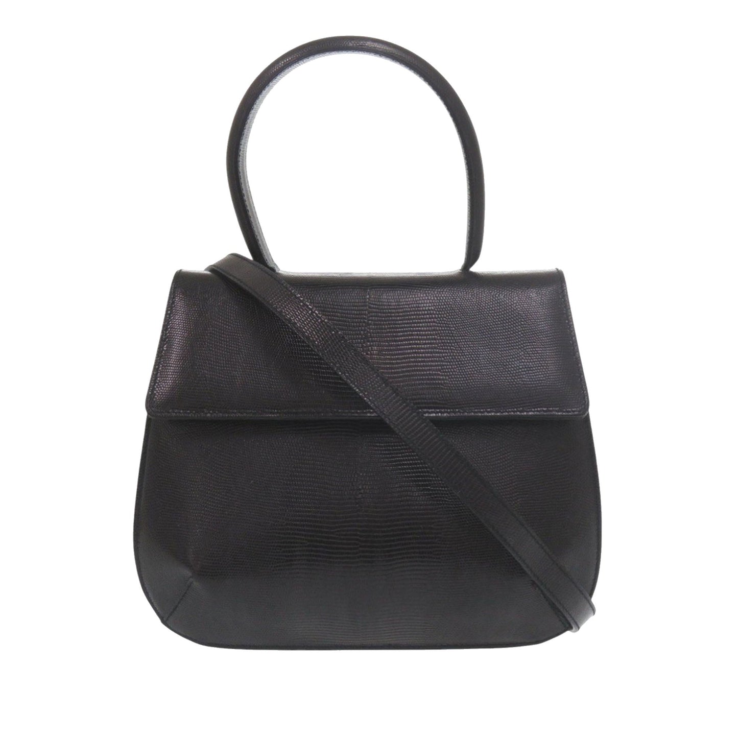 Ferragamo Lizard Embossed Leather Top Handle Bag