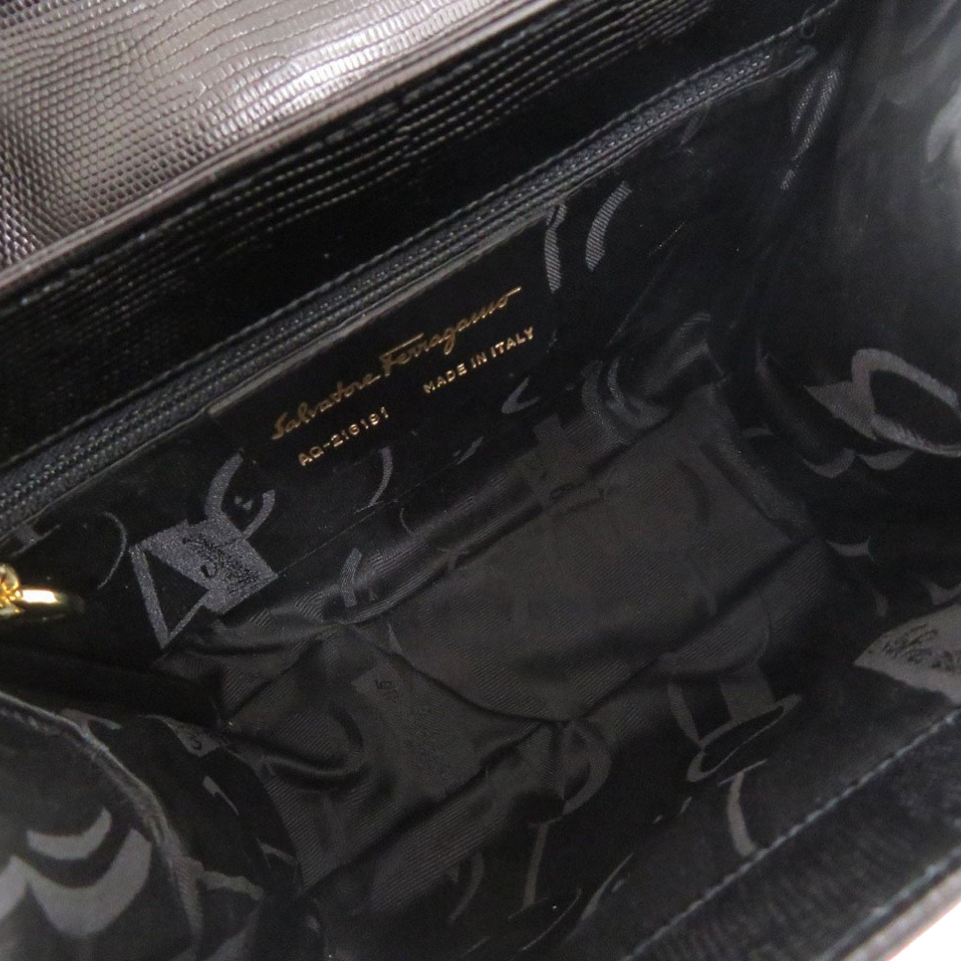 Ferragamo Lizard Embossed Leather Top Handle Bag