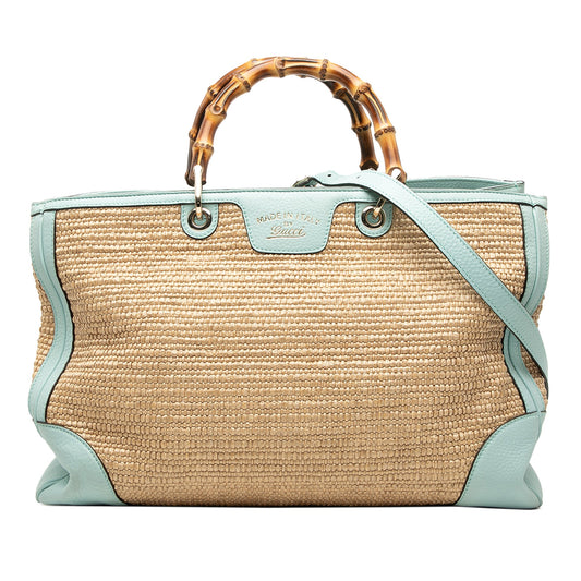 Gucci Large Raffia Bamboo Shopper Satchel