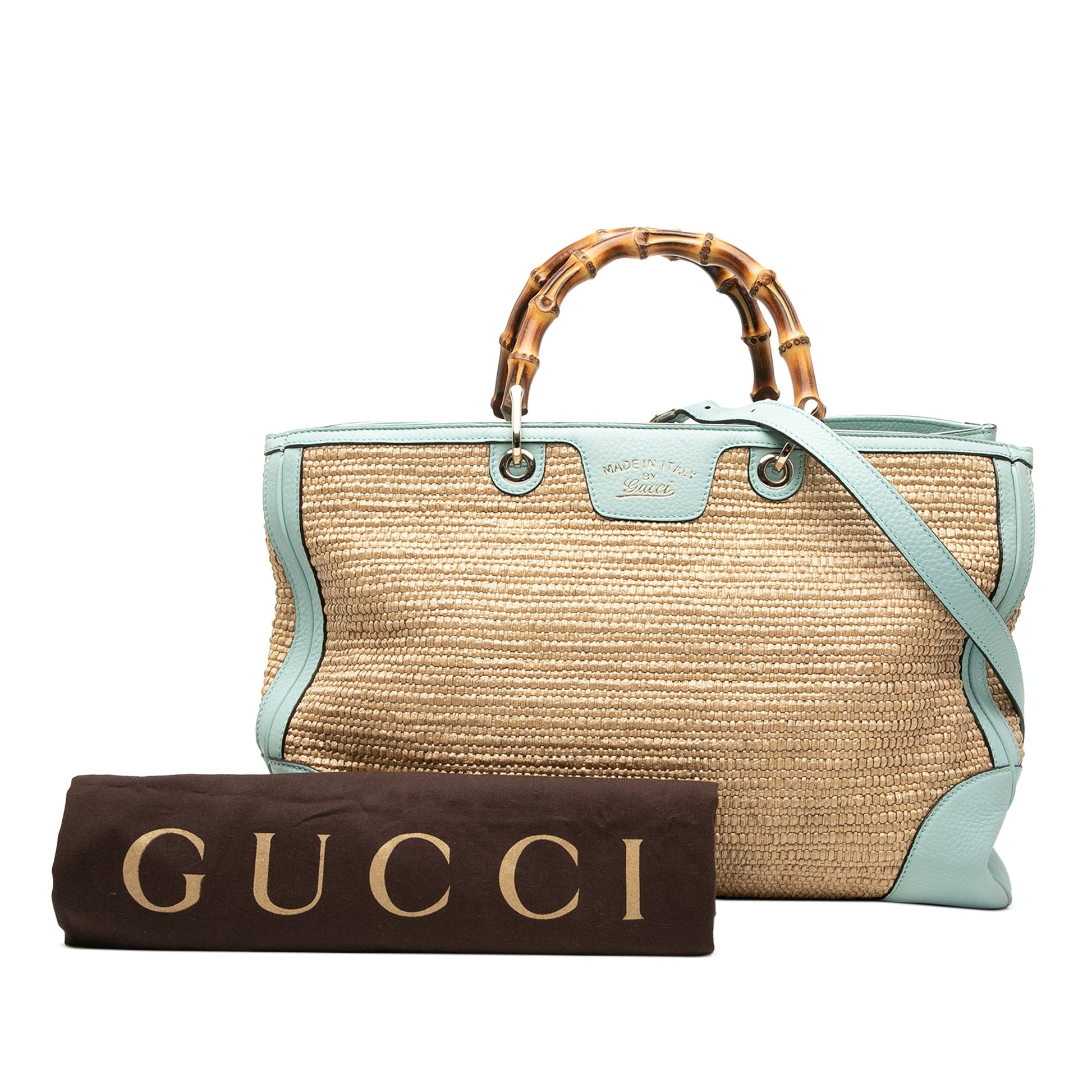 Gucci Large Raffia Bamboo Shopper Satchel