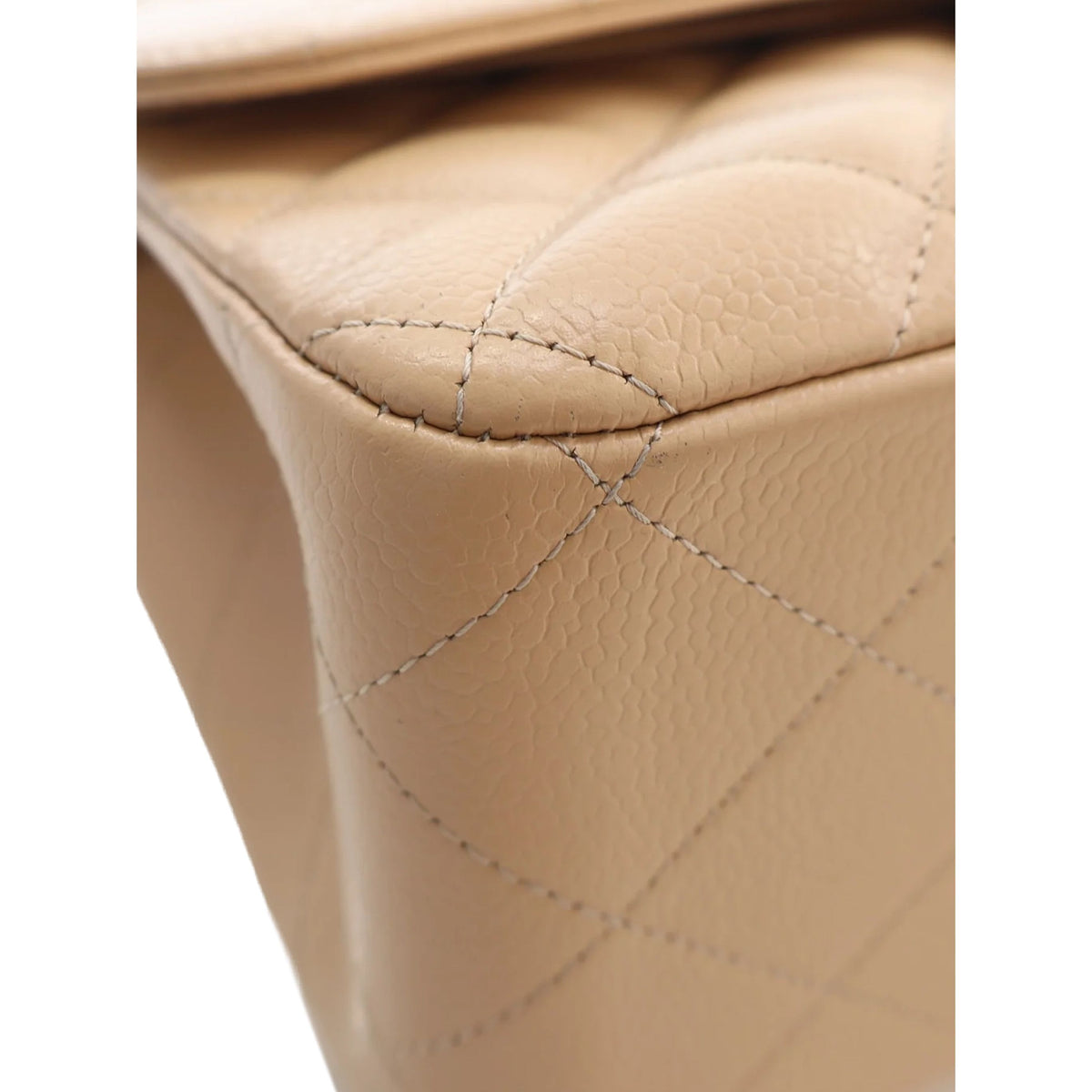 Chanel Jumbo Classic Caviar Double Flap — Beige