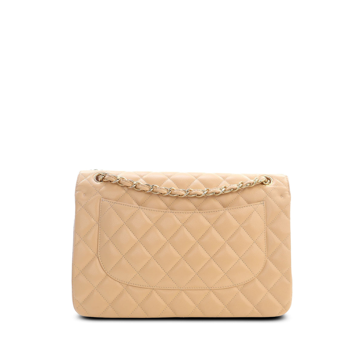 Chanel Jumbo Classic Caviar Double Flap — Beige