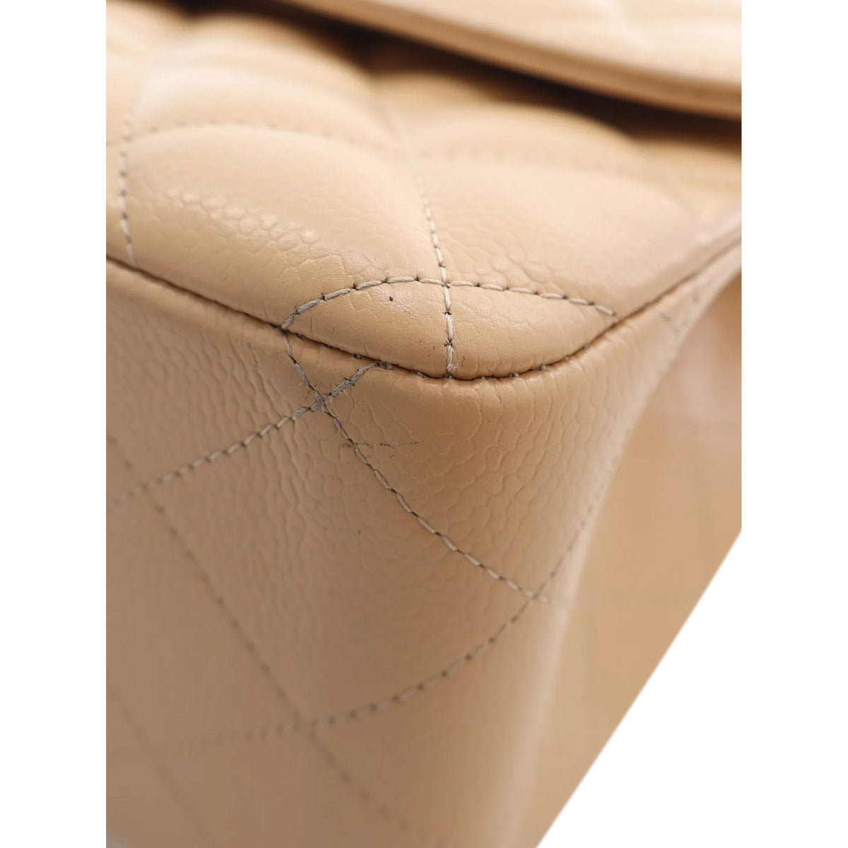 Chanel Jumbo Classic Caviar Double Flap — Beige