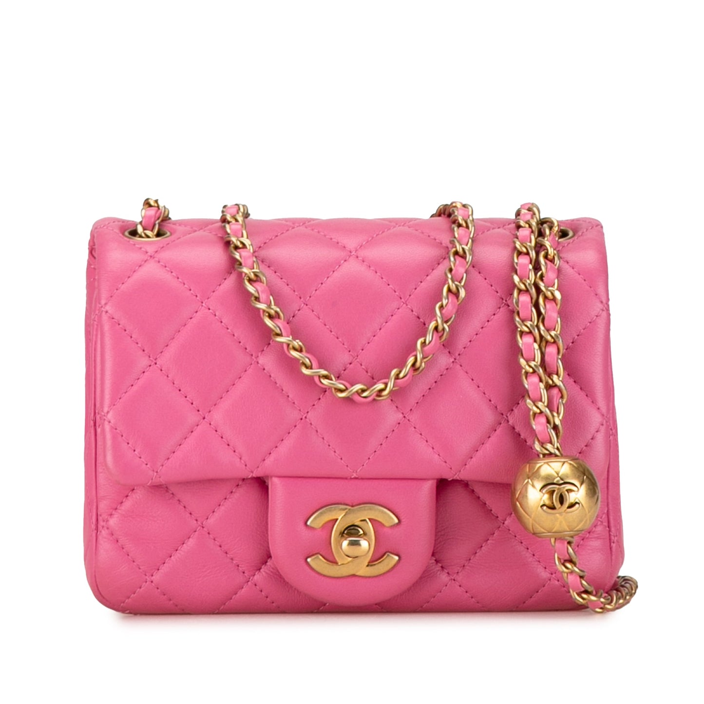 Chanel Mini Square Classic Lambskin Pearl Crush Single Flap