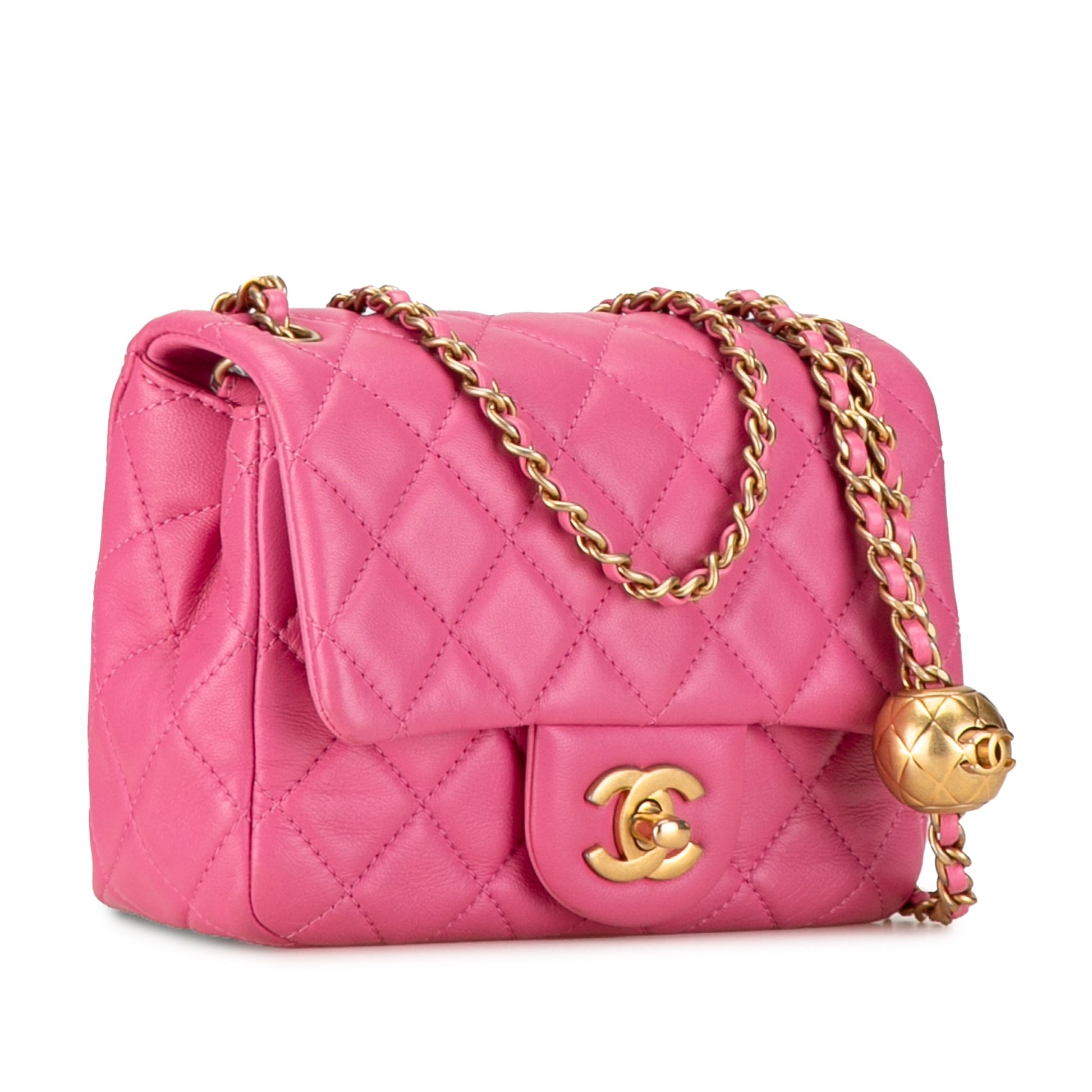 Chanel Mini Square Classic Lambskin Pearl Crush Single Flap