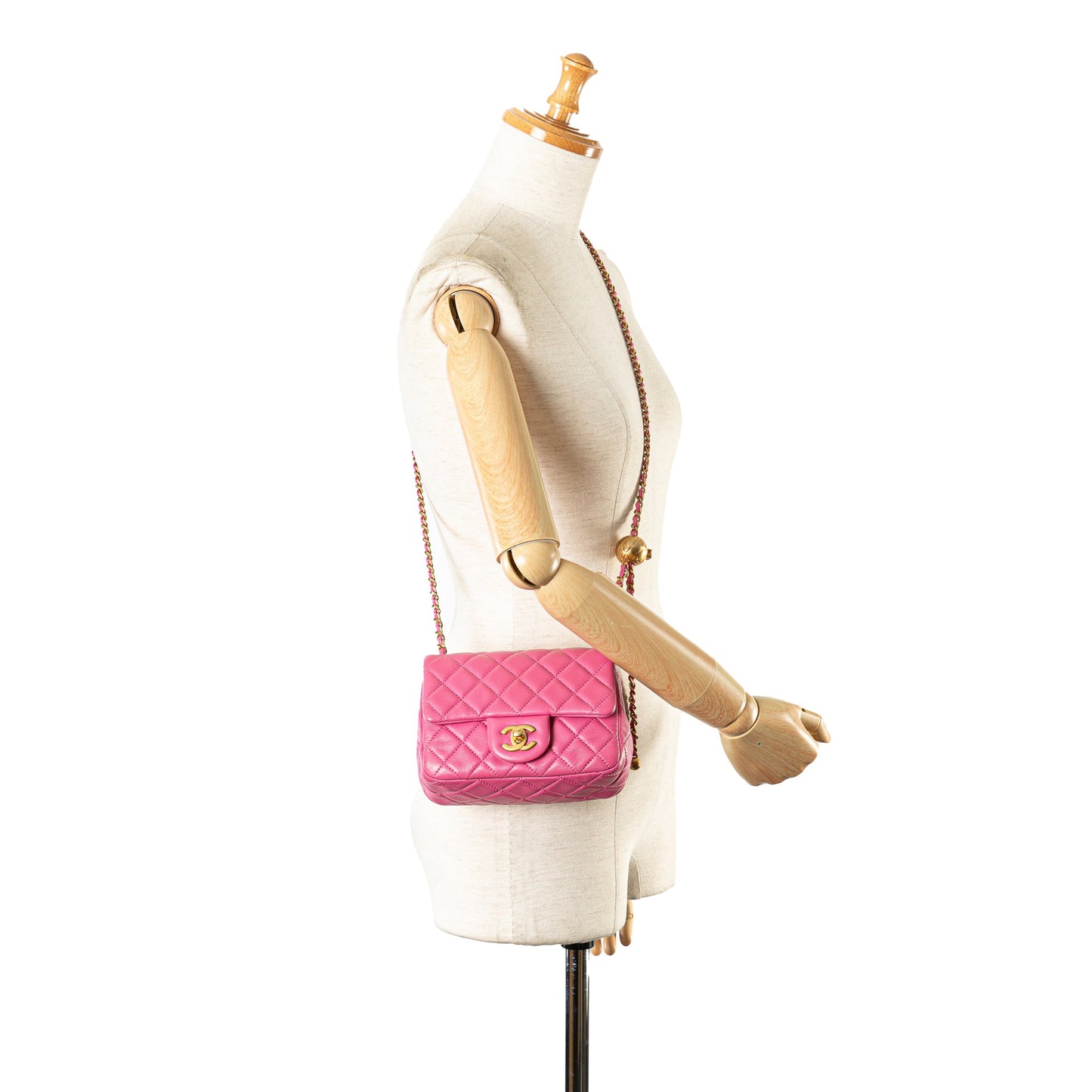 Chanel Mini Square Classic Lambskin Pearl Crush Single Flap