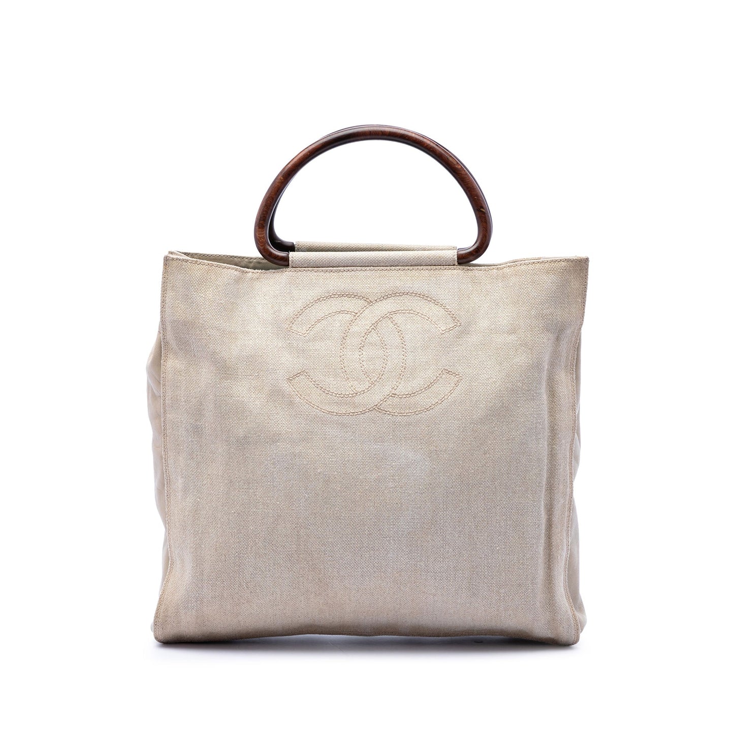 Chanel CC Canvas Wooden Handle Tote