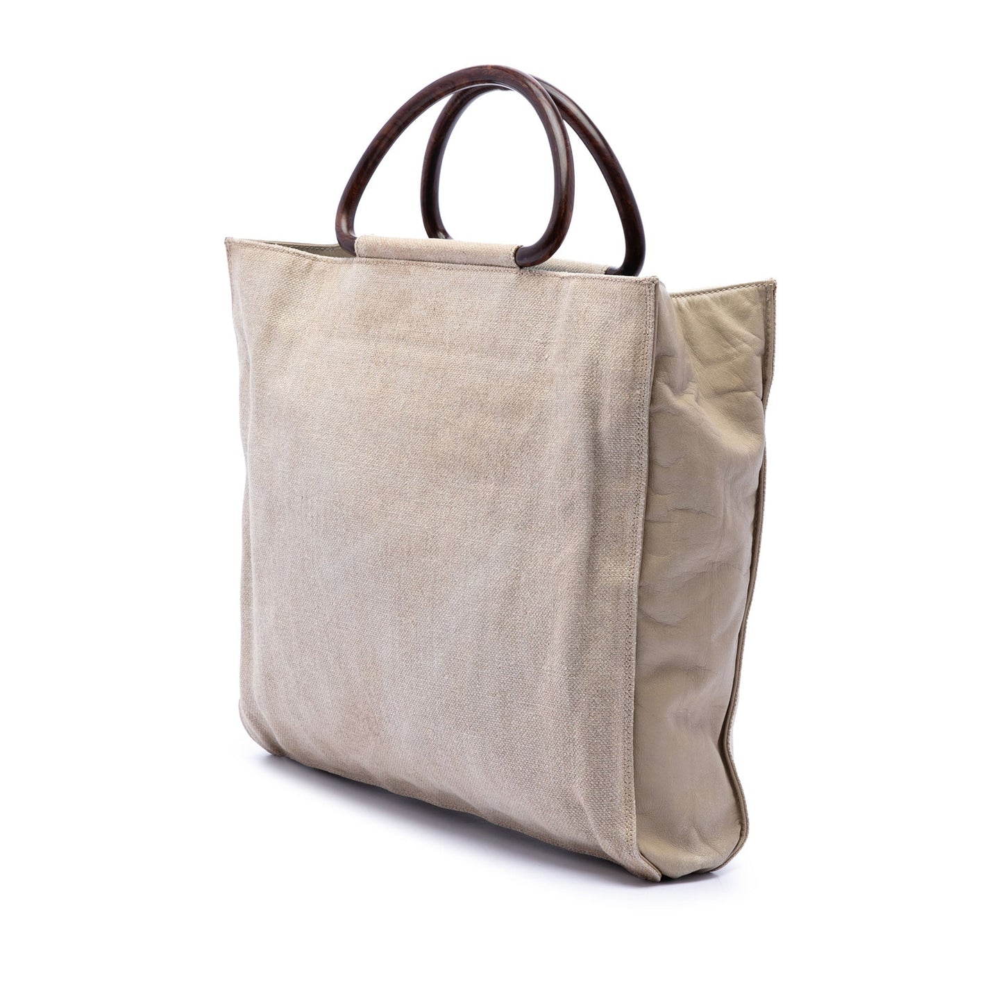 Chanel CC Canvas Wooden Handle Tote