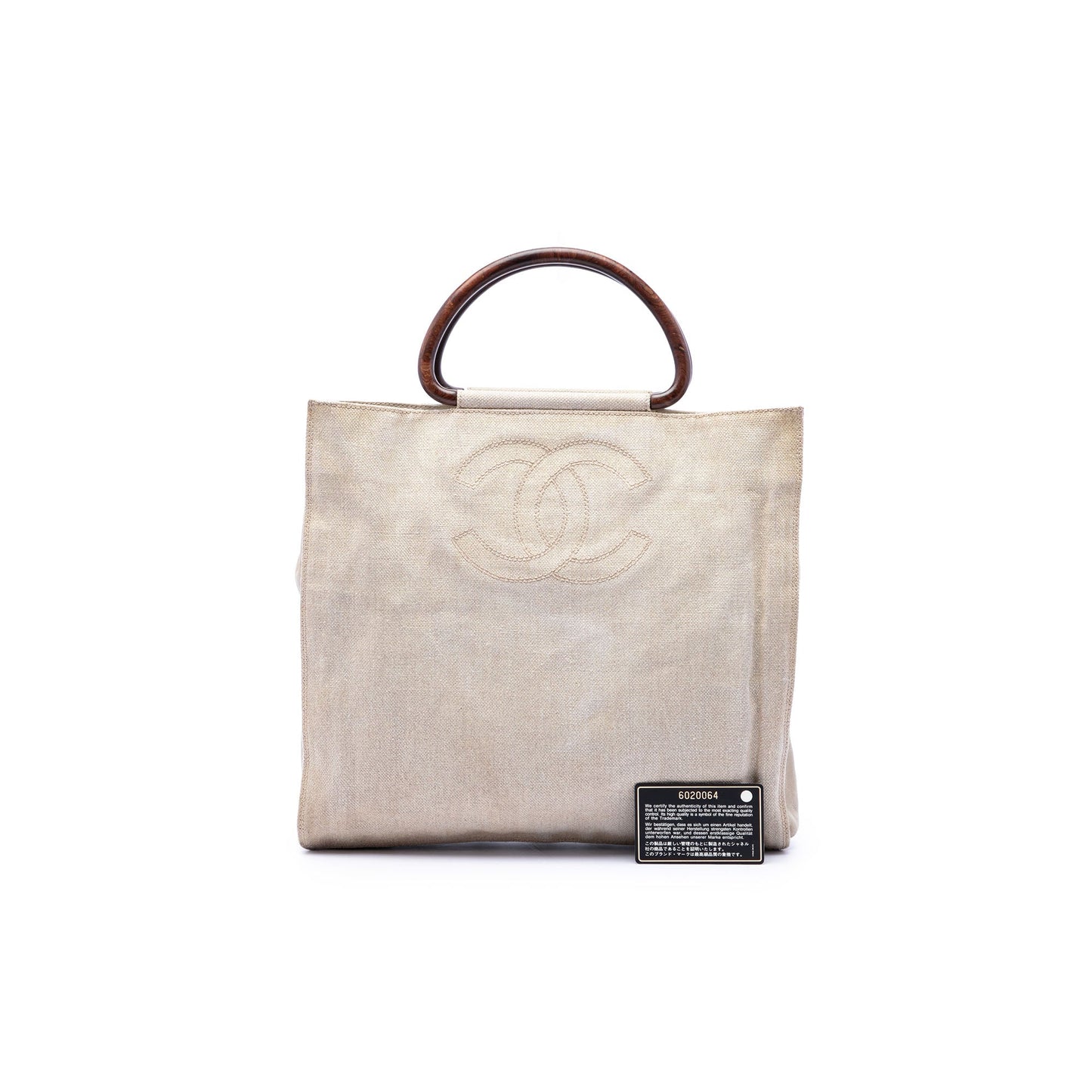 Chanel CC Canvas Wooden Handle Tote