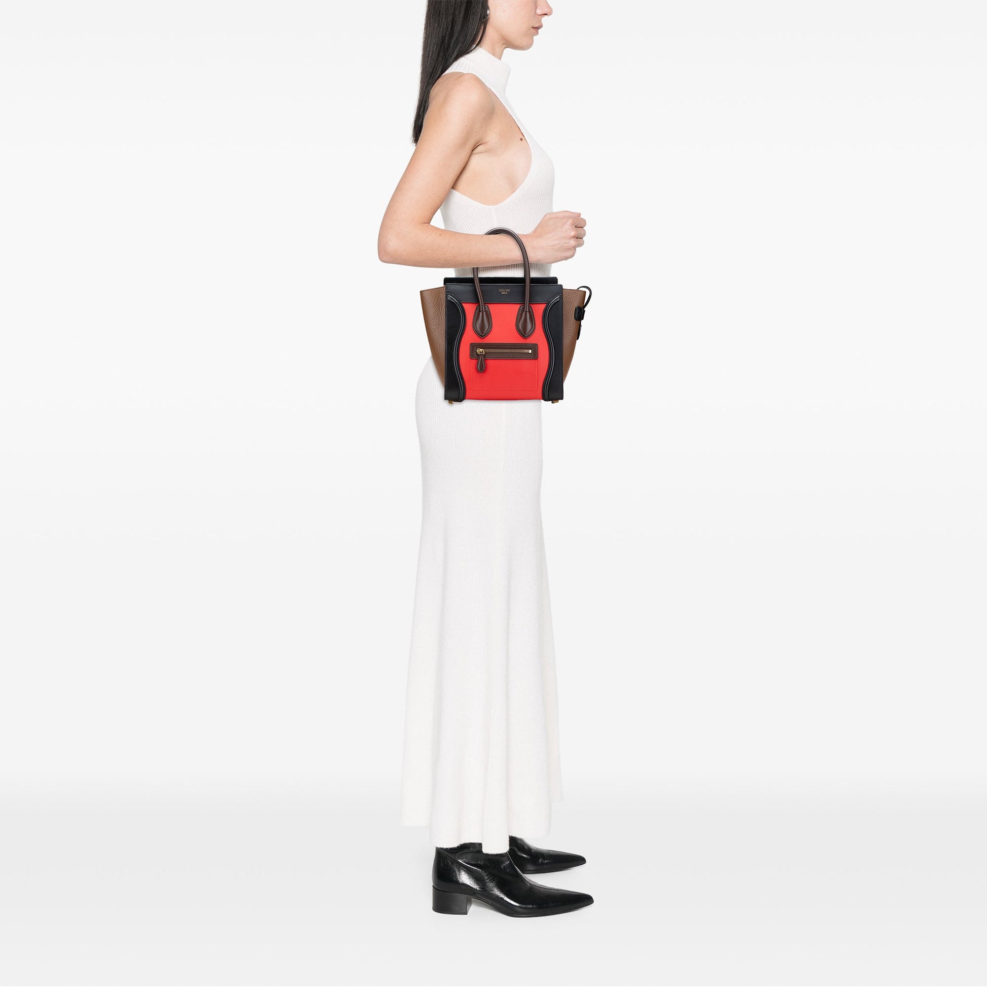 Celine Micro Tricolor Leather Luggage Tote