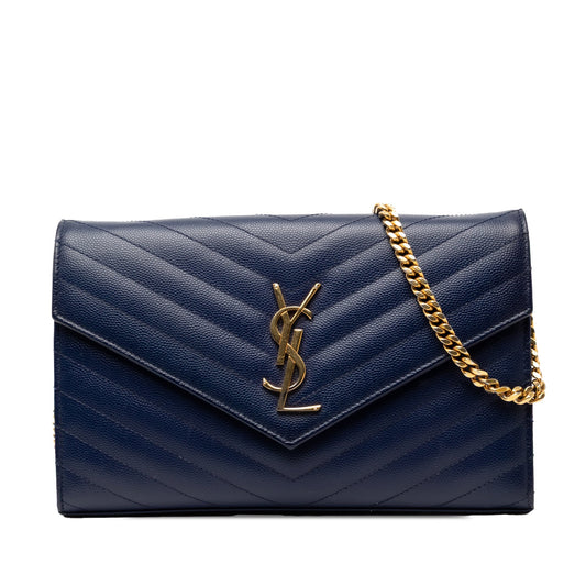 Grain De Poudre Chevron Monogram Envelope Chain Wallet