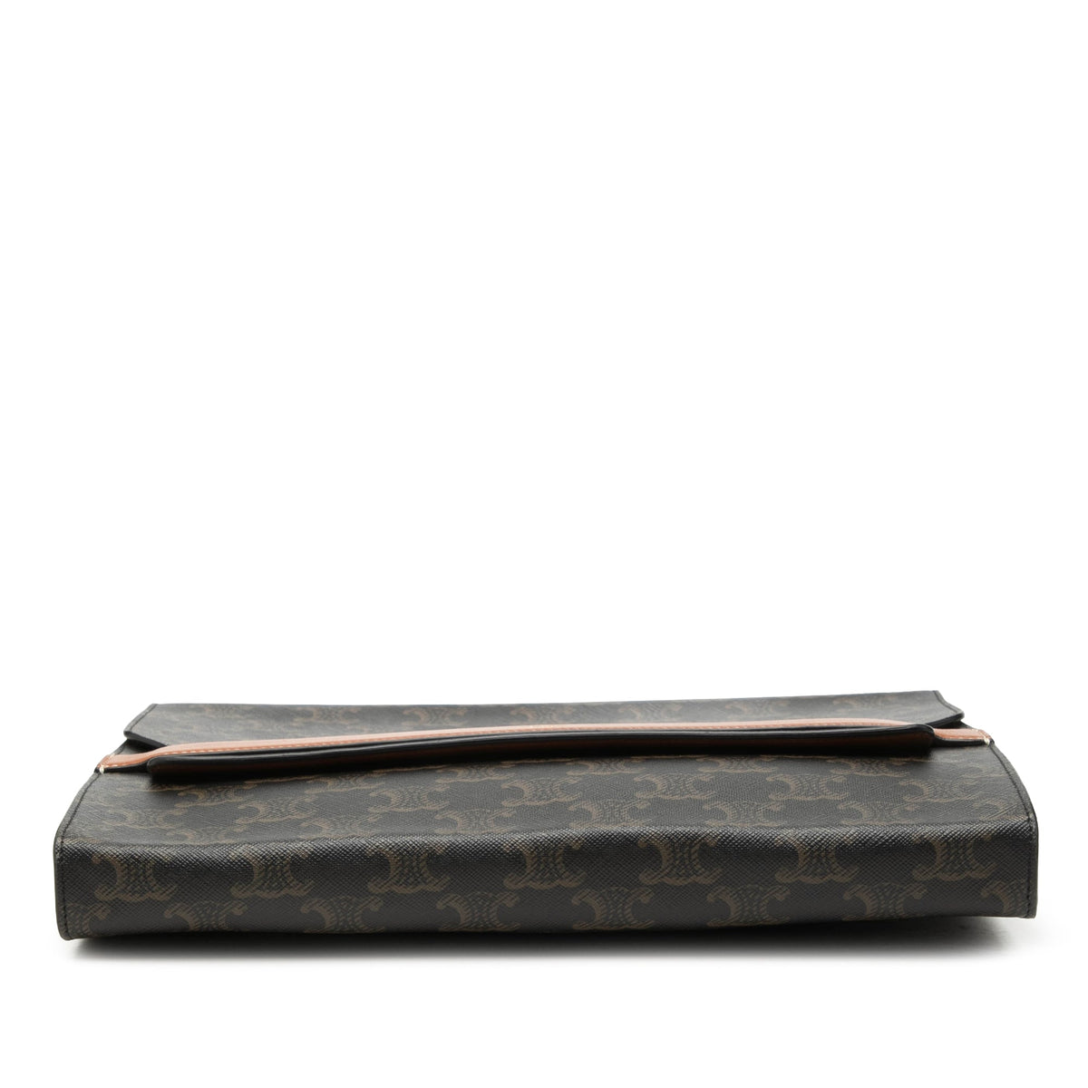 Celine Triomphe Coated Canvas Wristlet Flap Pouch — Brown