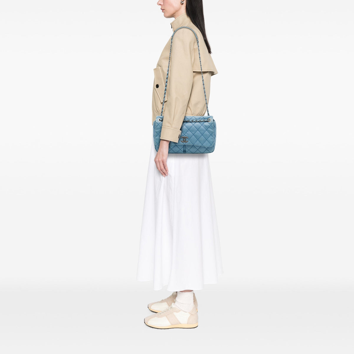 Chanel Medium Quilted Calfskin Natural Beauty Split Pocket Flap