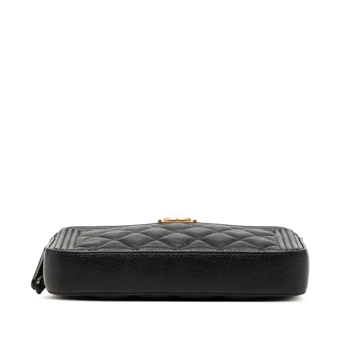 Chanel Quilted Caviar Boy Double Zip Wallet On Chain