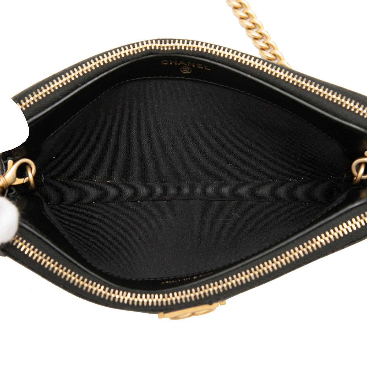 Chanel Quilted Caviar Boy Double Zip Wallet On Chain
