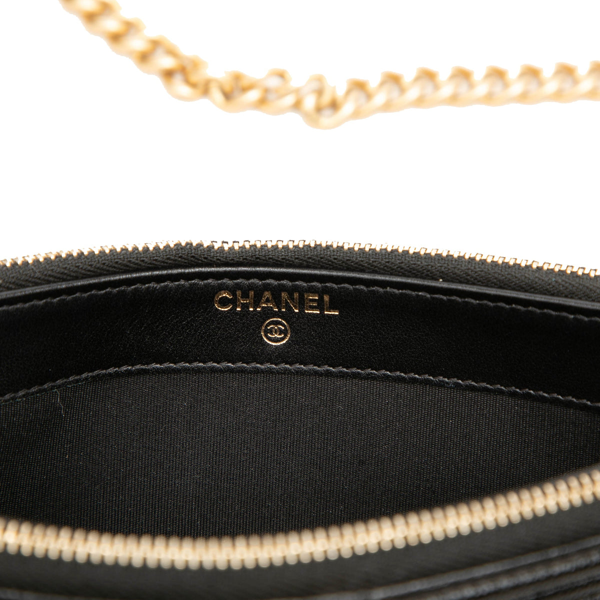 Chanel Quilted Caviar Boy Double Zip Wallet On Chain