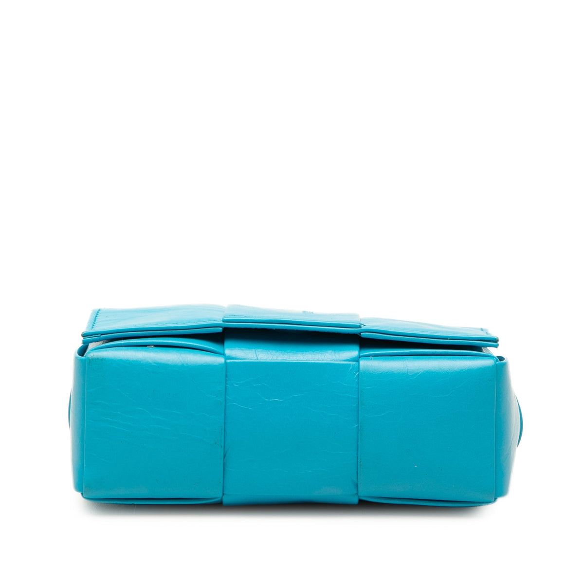 Bottega Veneta Candy Paper Calfskin Intrecciato Cassette Crossbody — Blue