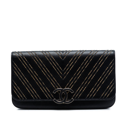 Chevron Sheepskin Subtle Clutch