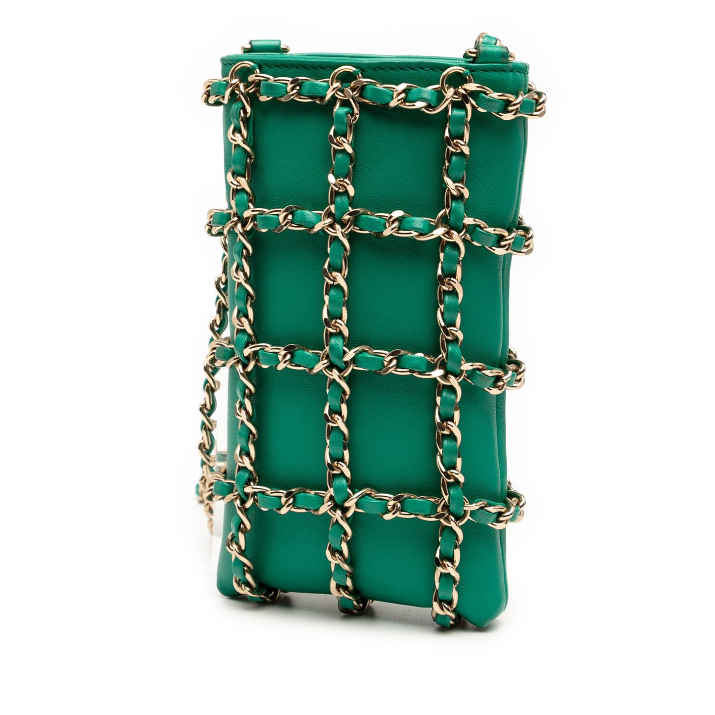 Chanel Lambskin Tech Me Out Clutch With Chain