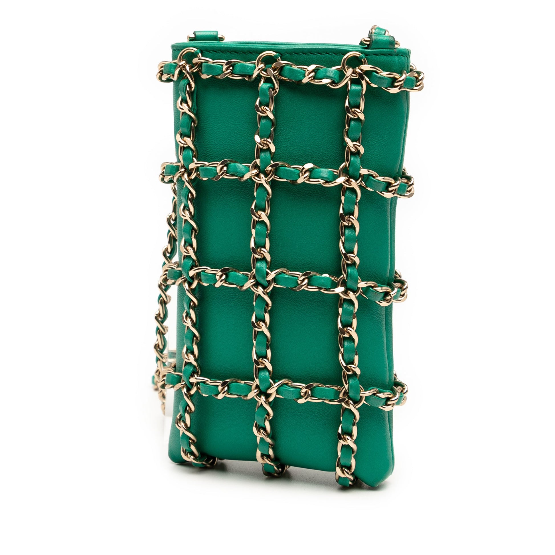 Chanel Lambskin Tech Me Out Clutch With Chain