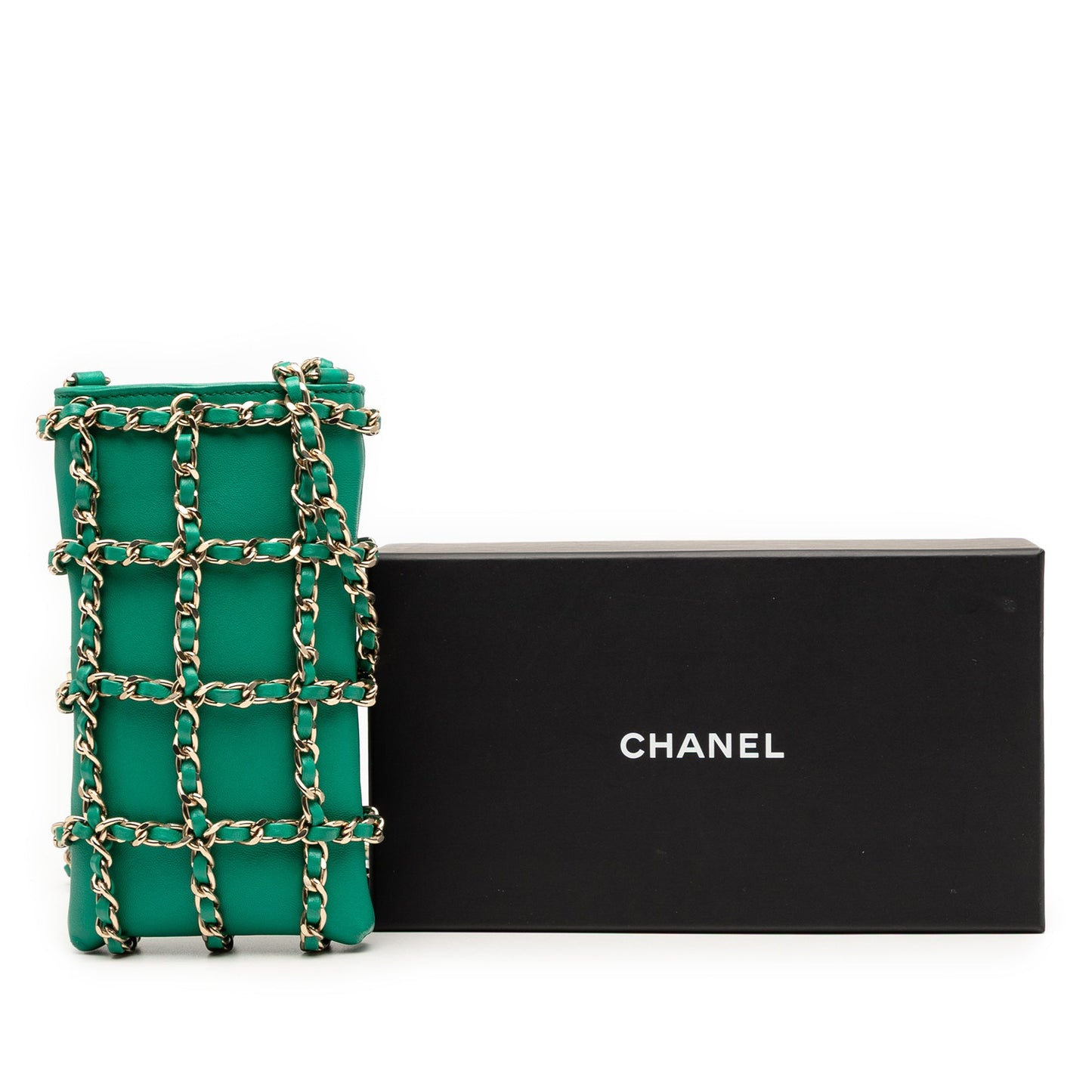 Chanel Lambskin Tech Me Out Clutch With Chain