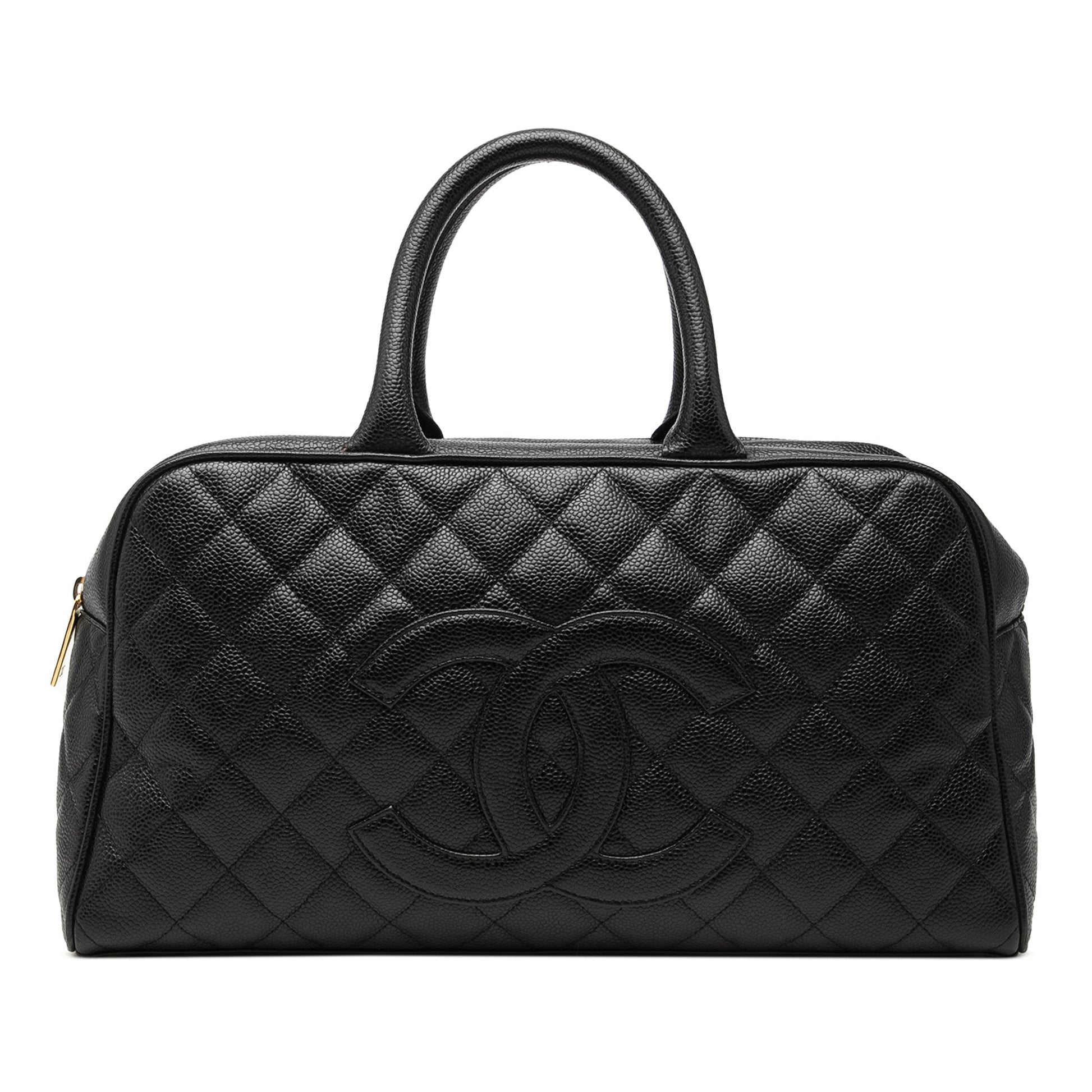 Chanel Large CC Quilted Caviar Bowler Bag