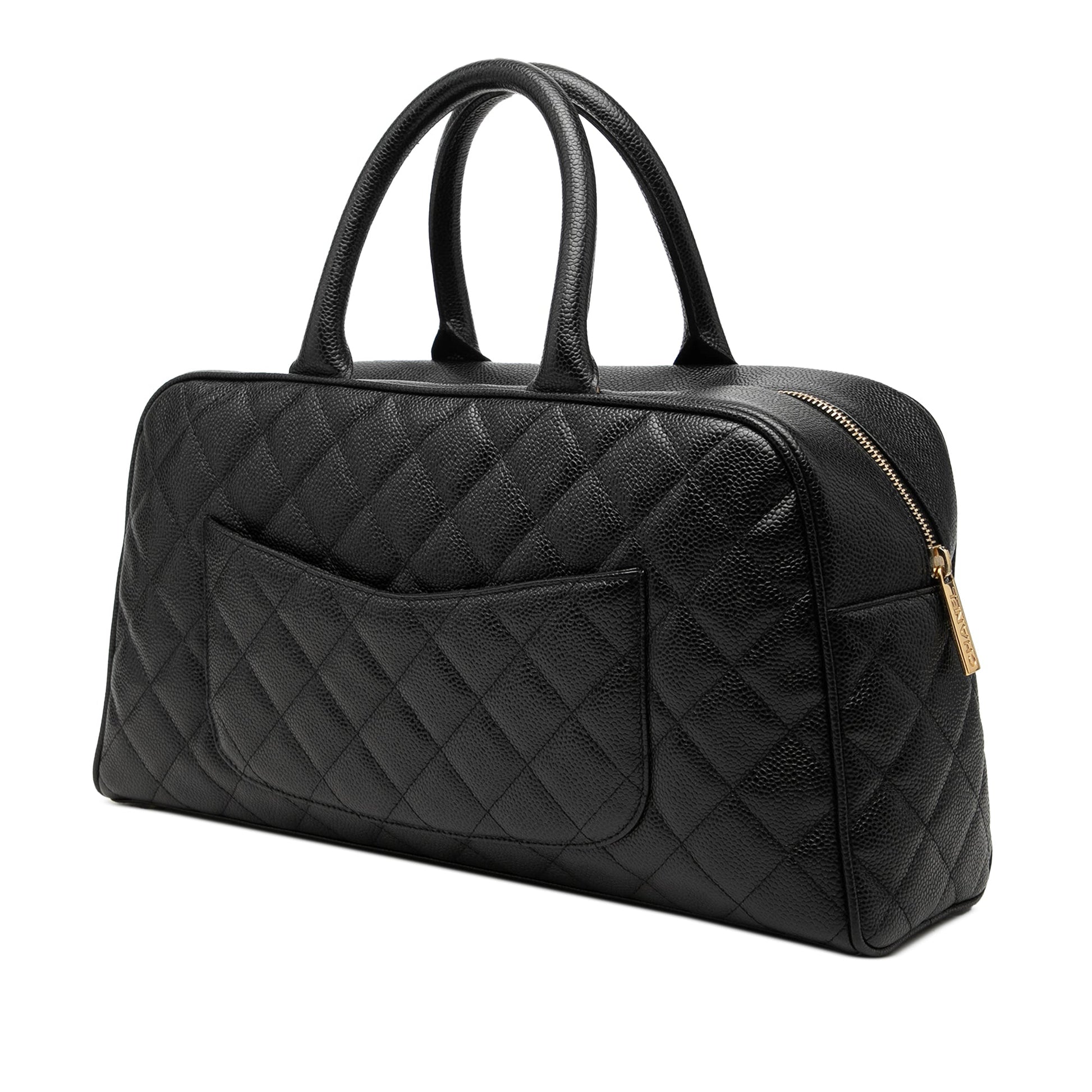 Chanel Large CC Quilted Caviar Bowler Bag