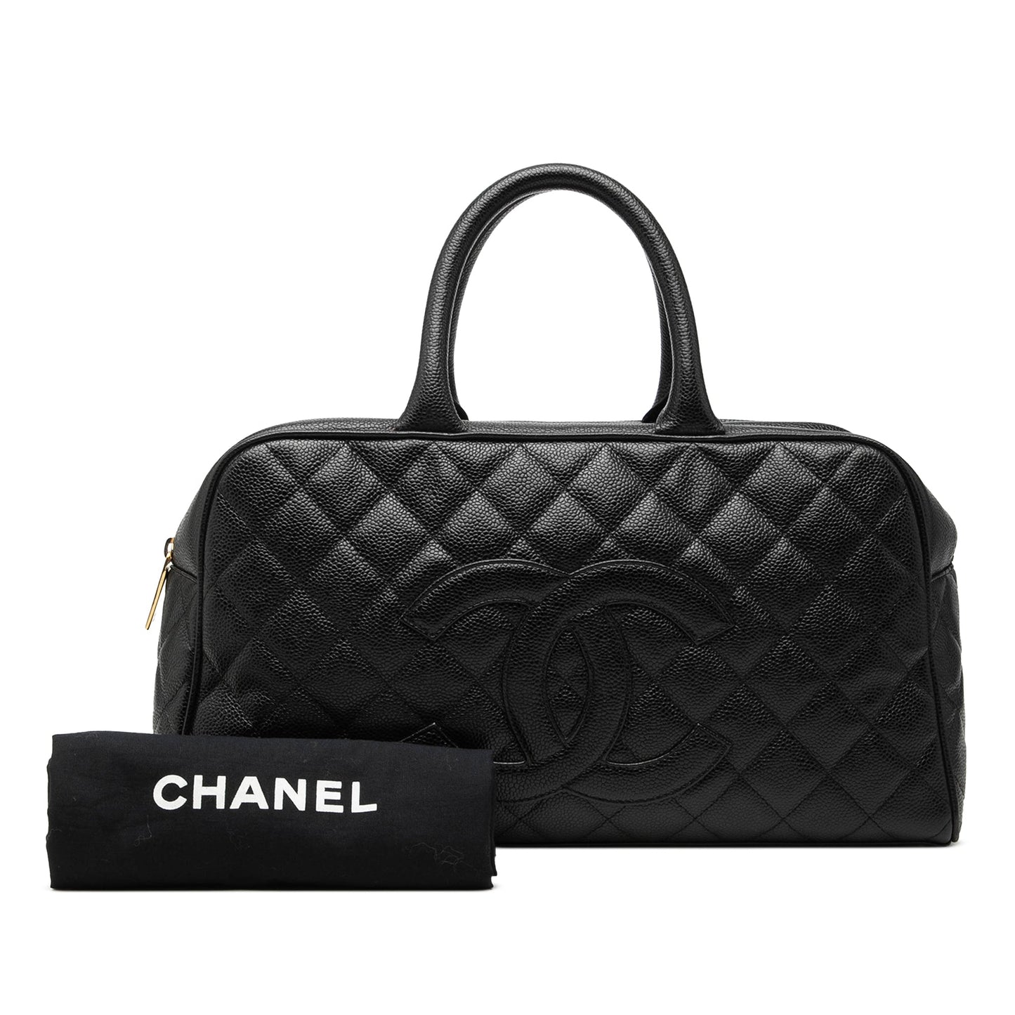 Chanel Large CC Quilted Caviar Bowler Bag