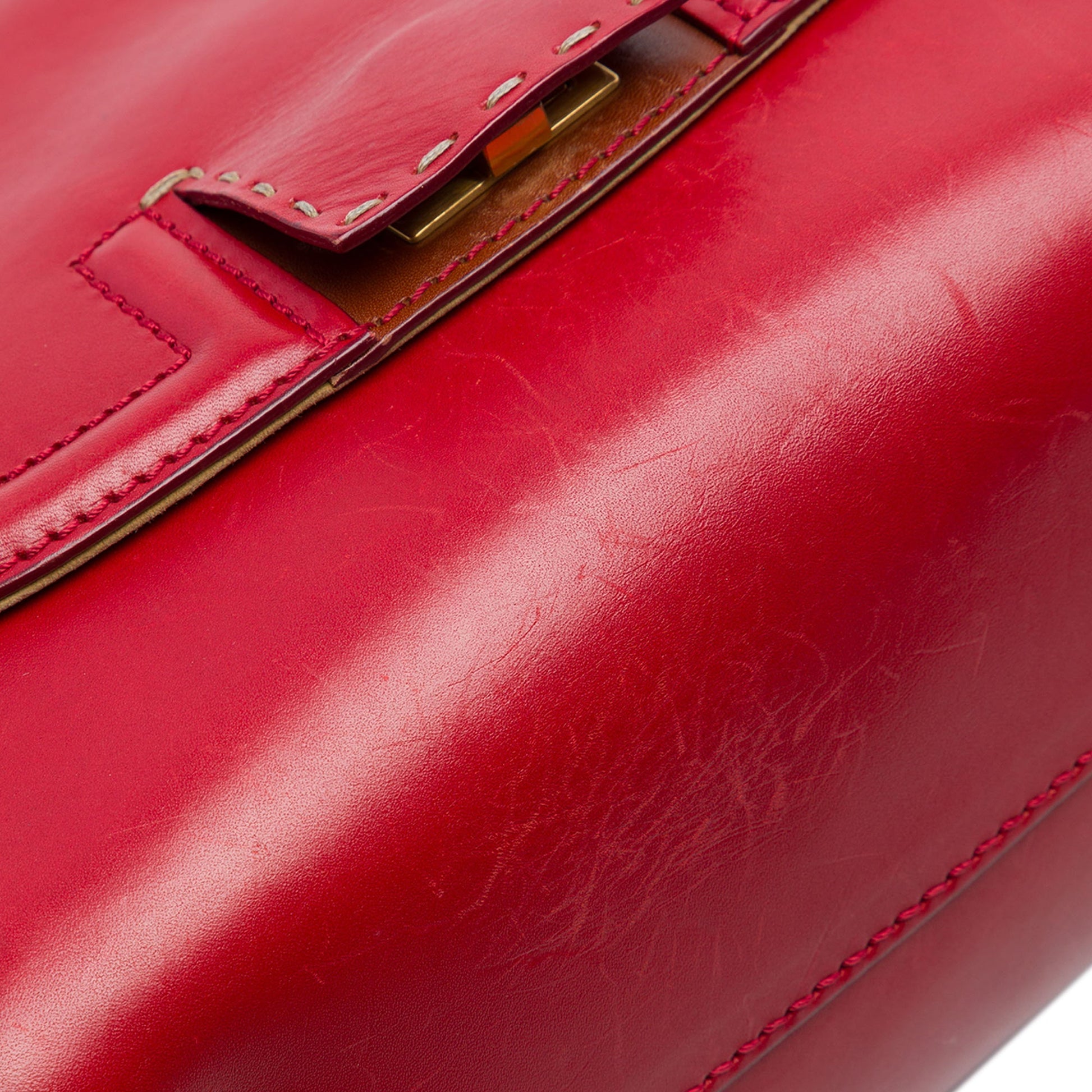 Fendi Leather and Pequin Canvas Selleria Silvana Satchel