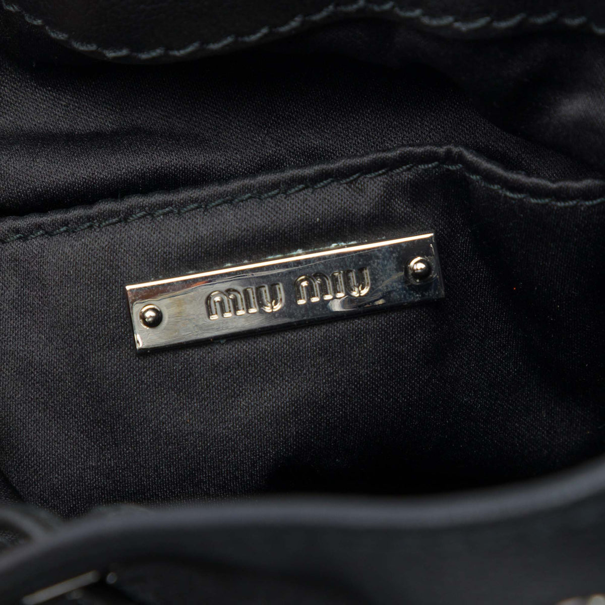 Miu Miu Nappa Crystal Embellished Handle Bucket Bag